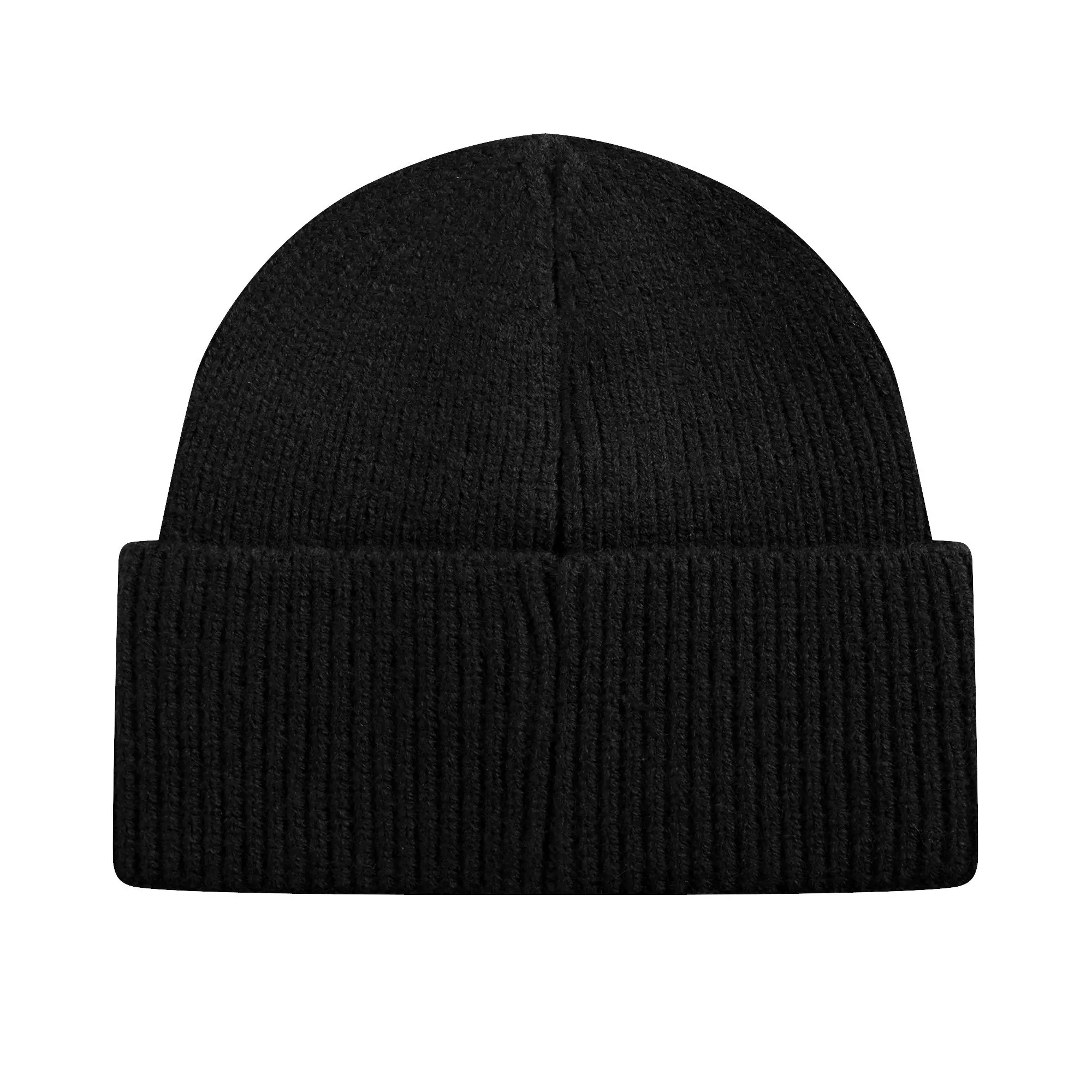 L/AB c/o Off-White Horizontal Embroidered Cuff Beanie - Black - BLACK