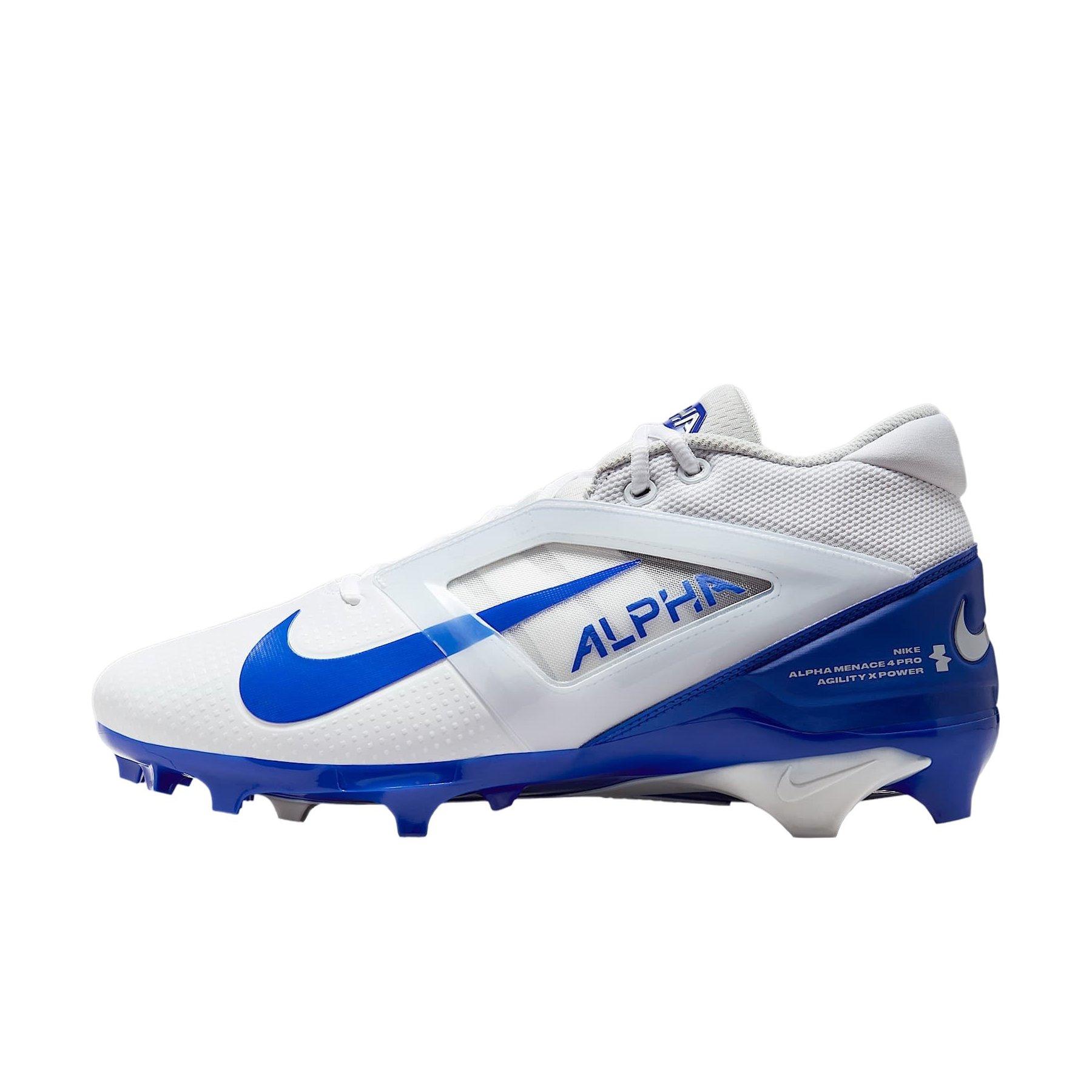 Nike Alpha Menace 4 Pro "White/Hyper Royal/Photon Dust/Hyper Royal" Men's Football Cleat - WHITE/ROYAL/DUST/ROYAL Thumbnail View 2