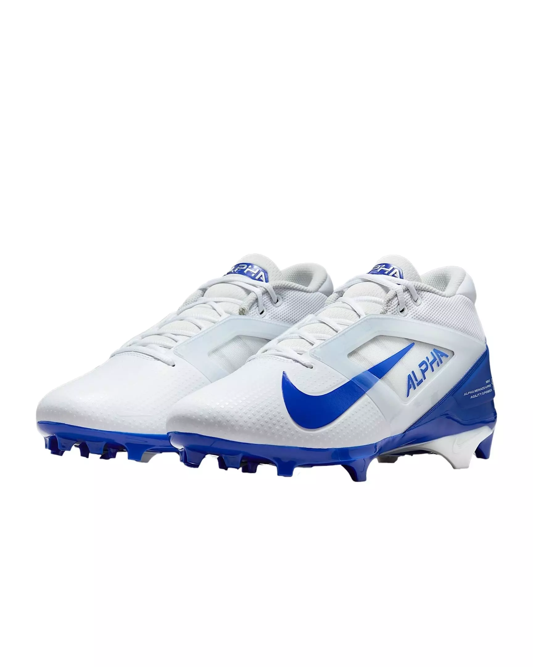 Nike Alpha Menace 4 Pro "White/Hyper Royal/Photon Dust/Hyper Royal" Men's Football Cleat - WHITE/ROYAL/DUST/ROYAL