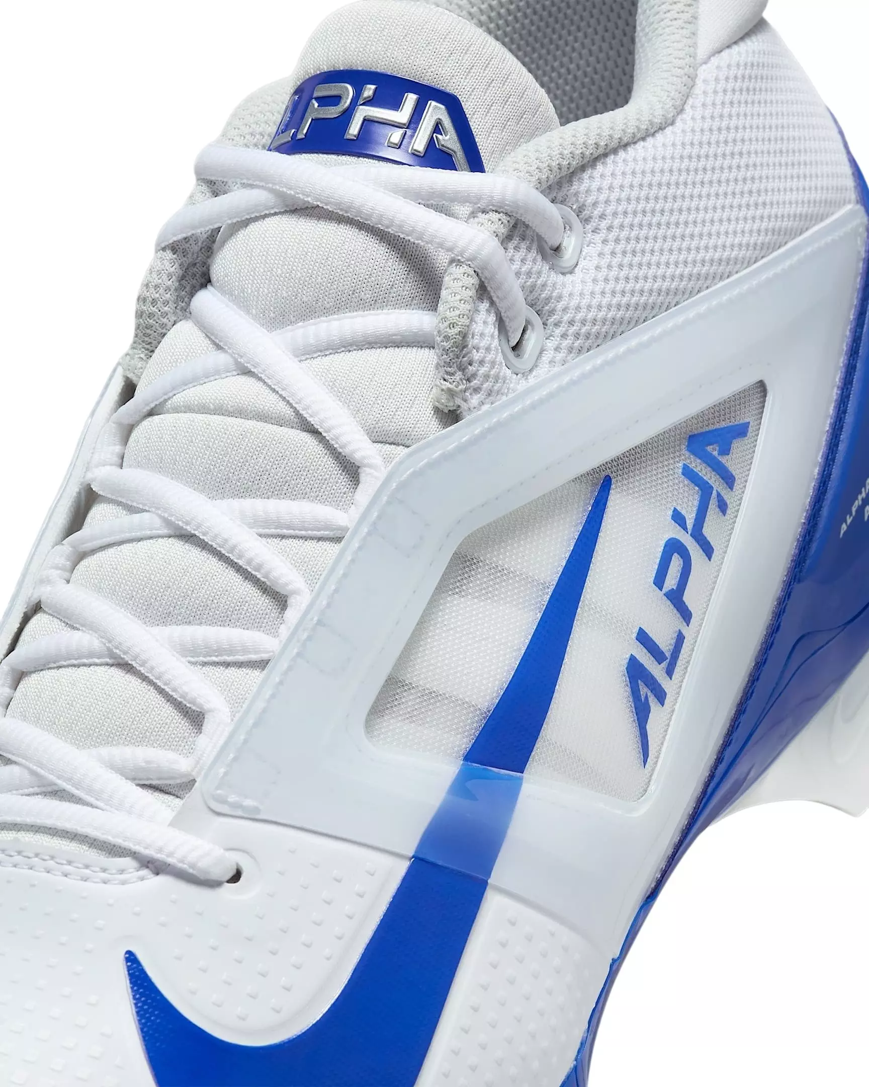 Nike Alpha Menace 4 Pro "White/Hyper Royal/Photon Dust/Hyper Royal" Men's Football Cleat - WHITE/ROYAL/DUST/ROYAL