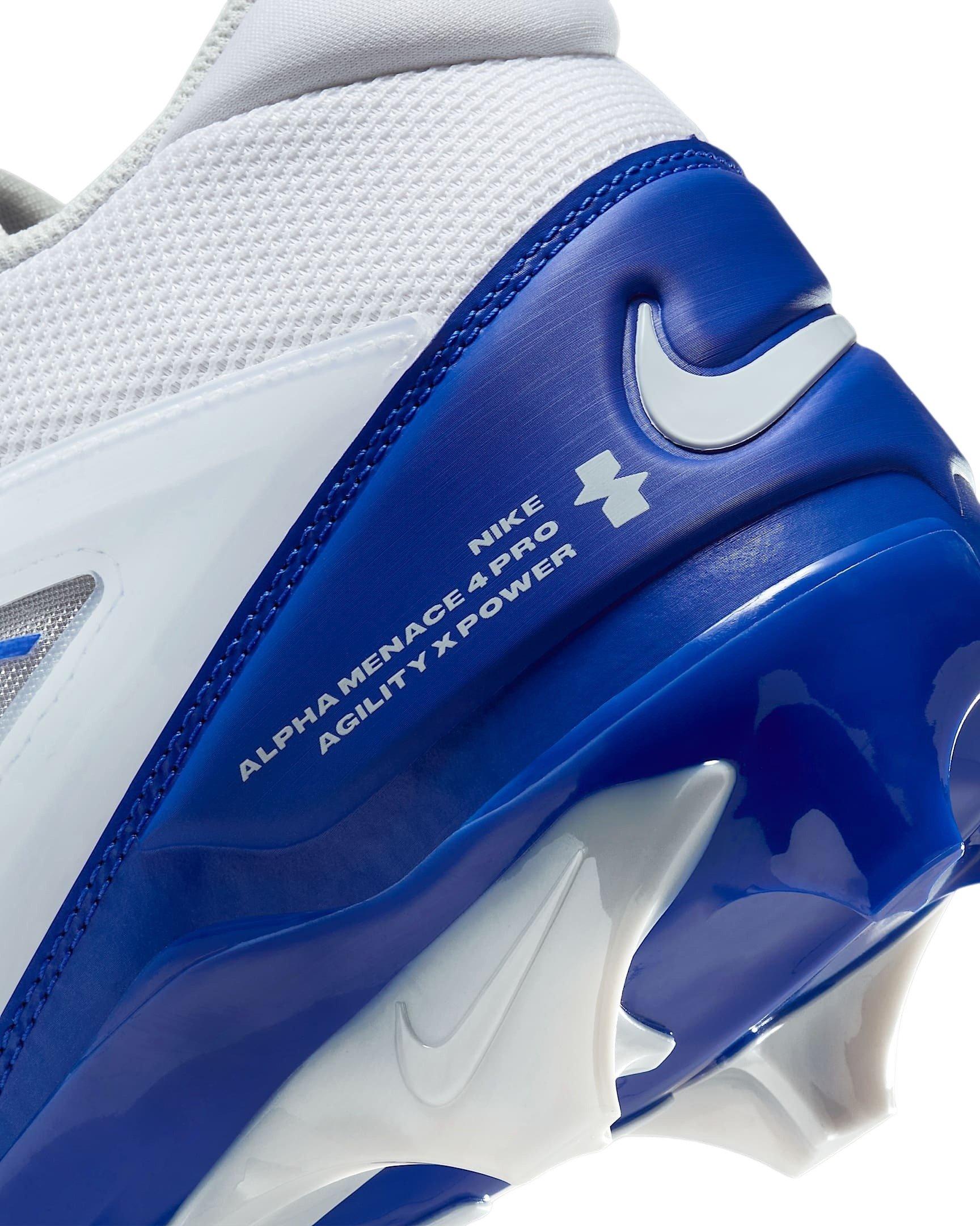 Nike Alpha Menace 4 Pro "White/Hyper Royal/Photon Dust/Hyper Royal" Men's Football Cleat - WHITE/ROYAL/DUST/ROYAL Thumbnail View 7