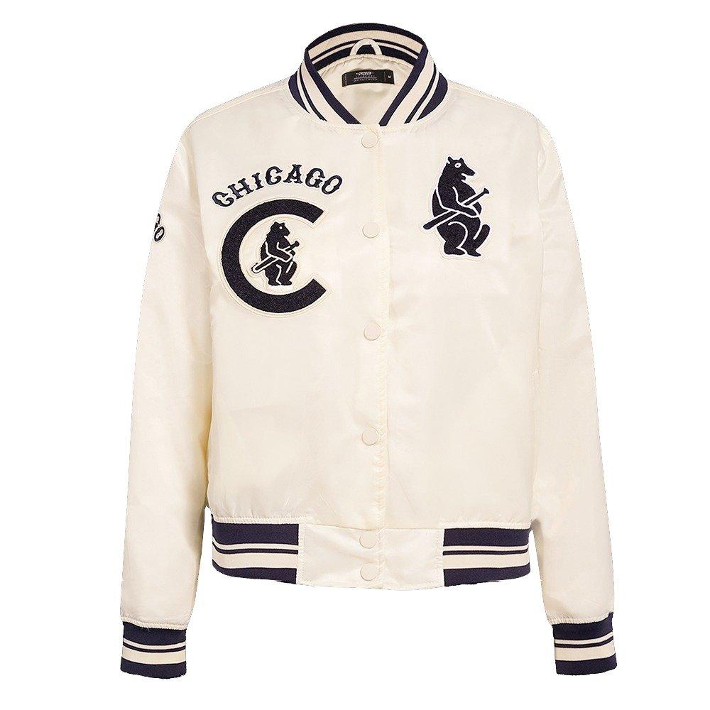 Pro Standard Women's Chicago Cubs Retro Classic Rib Satin Jacket - Eggshell - EGGSHELL Thumbnail View 1