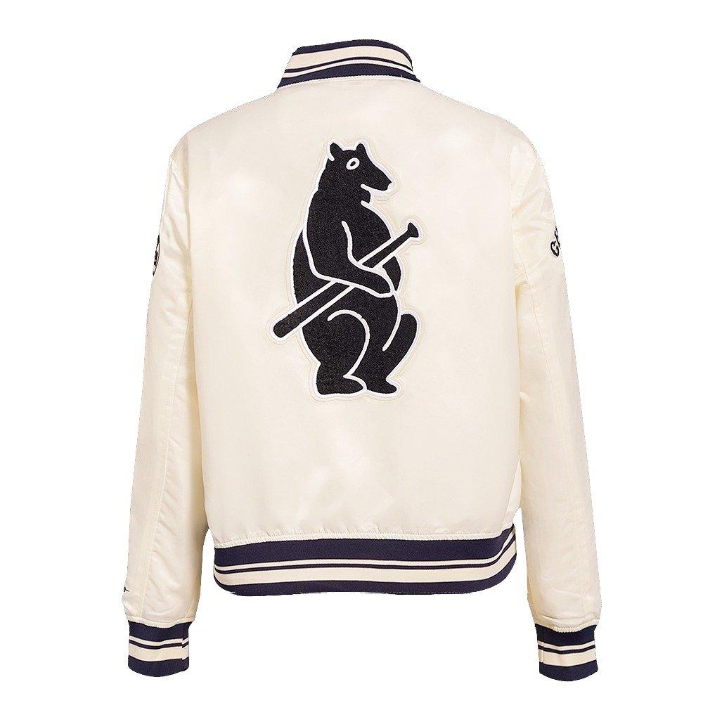 Pro Standard Women's Chicago Cubs Retro Classic Rib Satin Jacket - Eggshell - EGGSHELL Thumbnail View 2