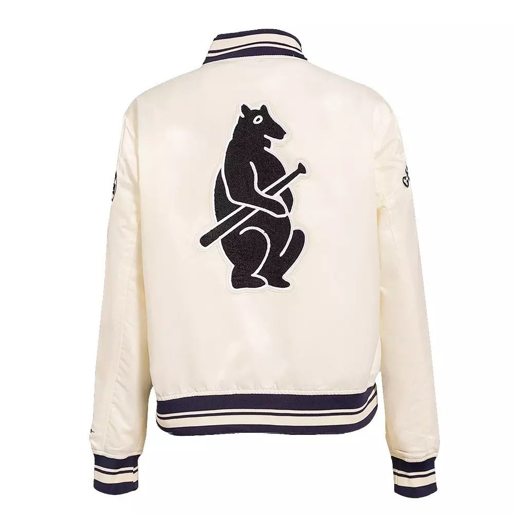 Pro Standard Women's Chicago Cubs Retro Classic Rib Satin Jacket - Eggshell - EGGSHELL
