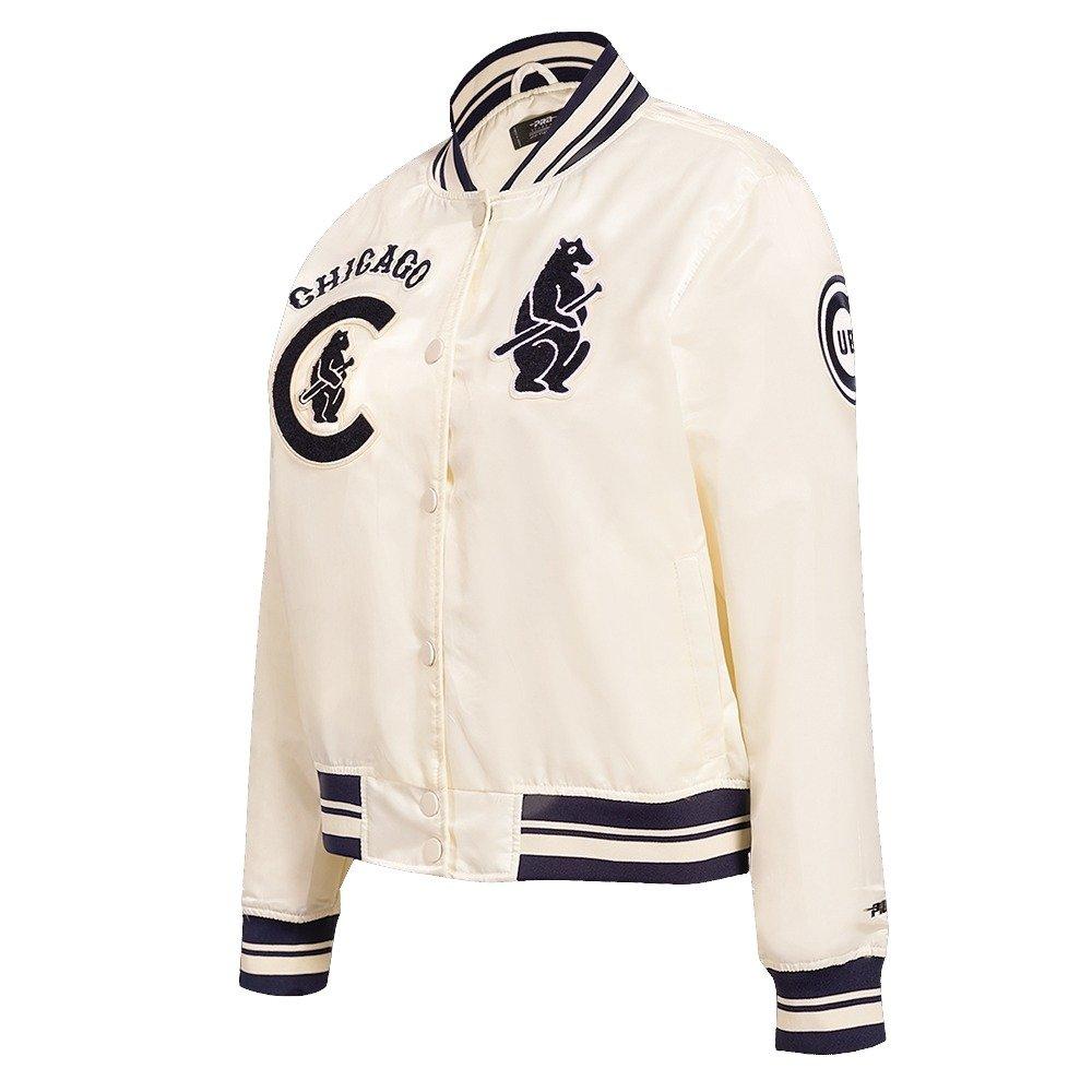 Pro Standard Women's Chicago Cubs Retro Classic Rib Satin Jacket - Eggshell - EGGSHELL Thumbnail View 3