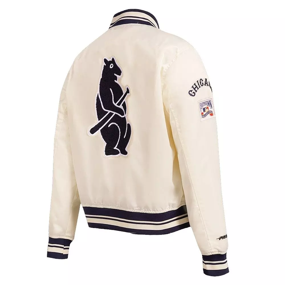 Pro Standard Women's Chicago Cubs Retro Classic Rib Satin Jacket - Eggshell - EGGSHELL
