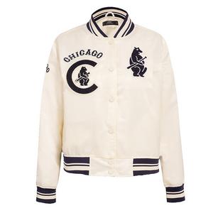 Pro Standard Women's Chicago Cubs Retro Classic Rib Satin Jacket - Eggshell