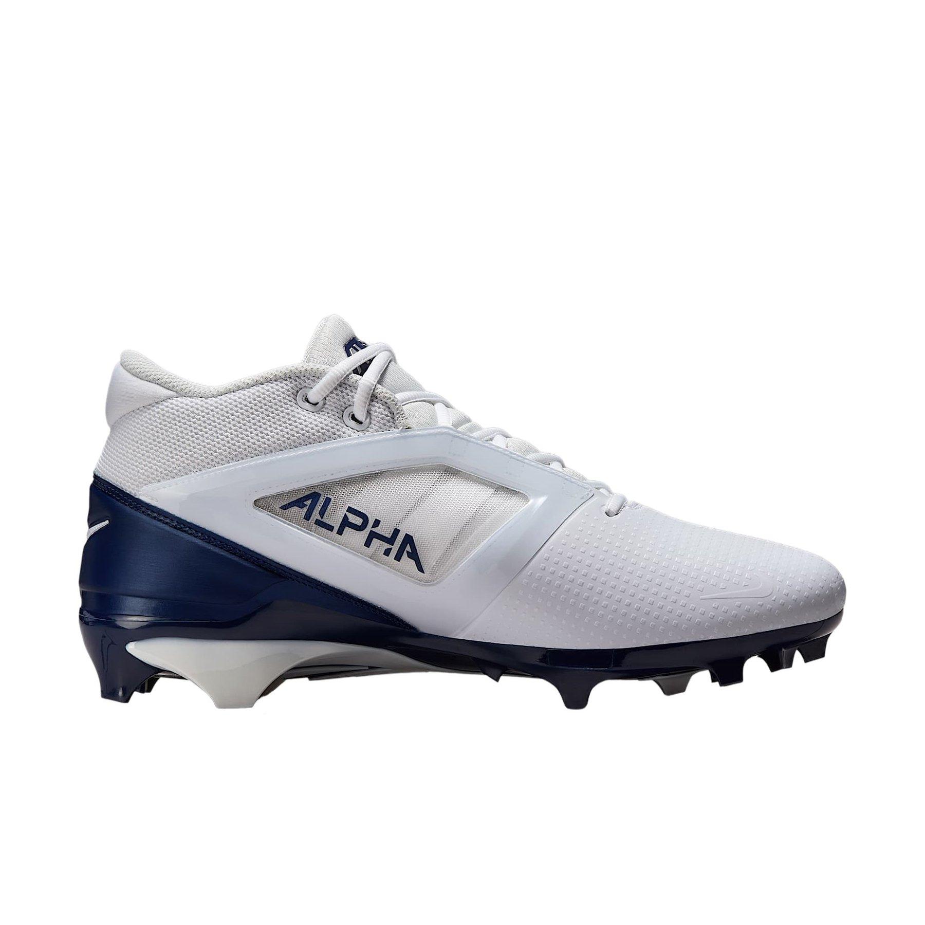 Nike Alpha Menace 4 Pro "White/Midnight Navy/Photon Dust/Midnight Navy" Men's Football Cleat - WHITE/NAVY/DUST/NAVY Thumbnail View 1