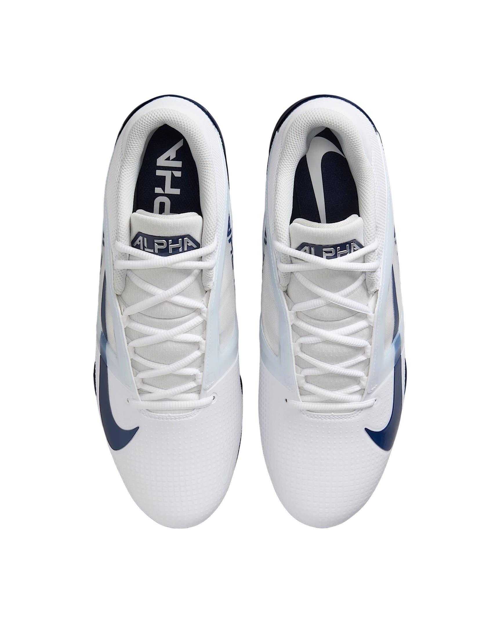 Nike Alpha Menace 4 Pro "White/Midnight Navy/Photon Dust/Midnight Navy" Men's Football Cleat - WHITE/NAVY/DUST/NAVY Thumbnail View 3
