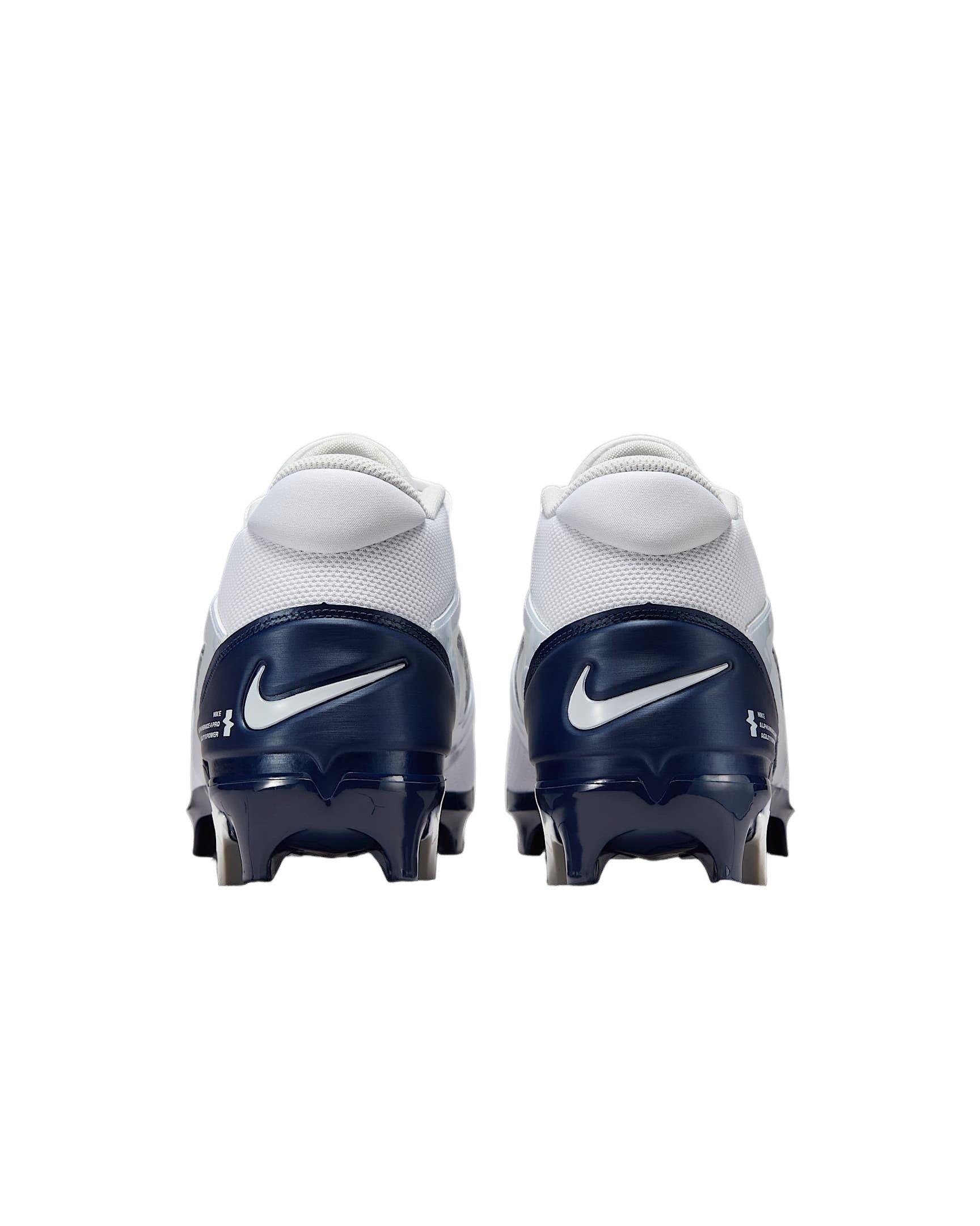 Nike Alpha Menace 4 Pro "White/Midnight Navy/Photon Dust/Midnight Navy" Men's Football Cleat - WHITE/NAVY/DUST/NAVY Thumbnail View 5