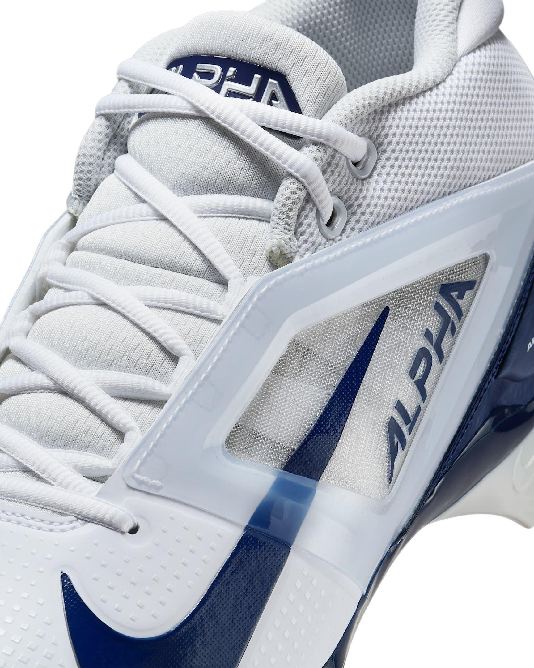 Nike Alpha Menace 4 Pro "White/Midnight Navy/Photon Dust/Midnight Navy" Men's Football Cleat - WHITE/NAVY/DUST/NAVY Thumbnail View 6