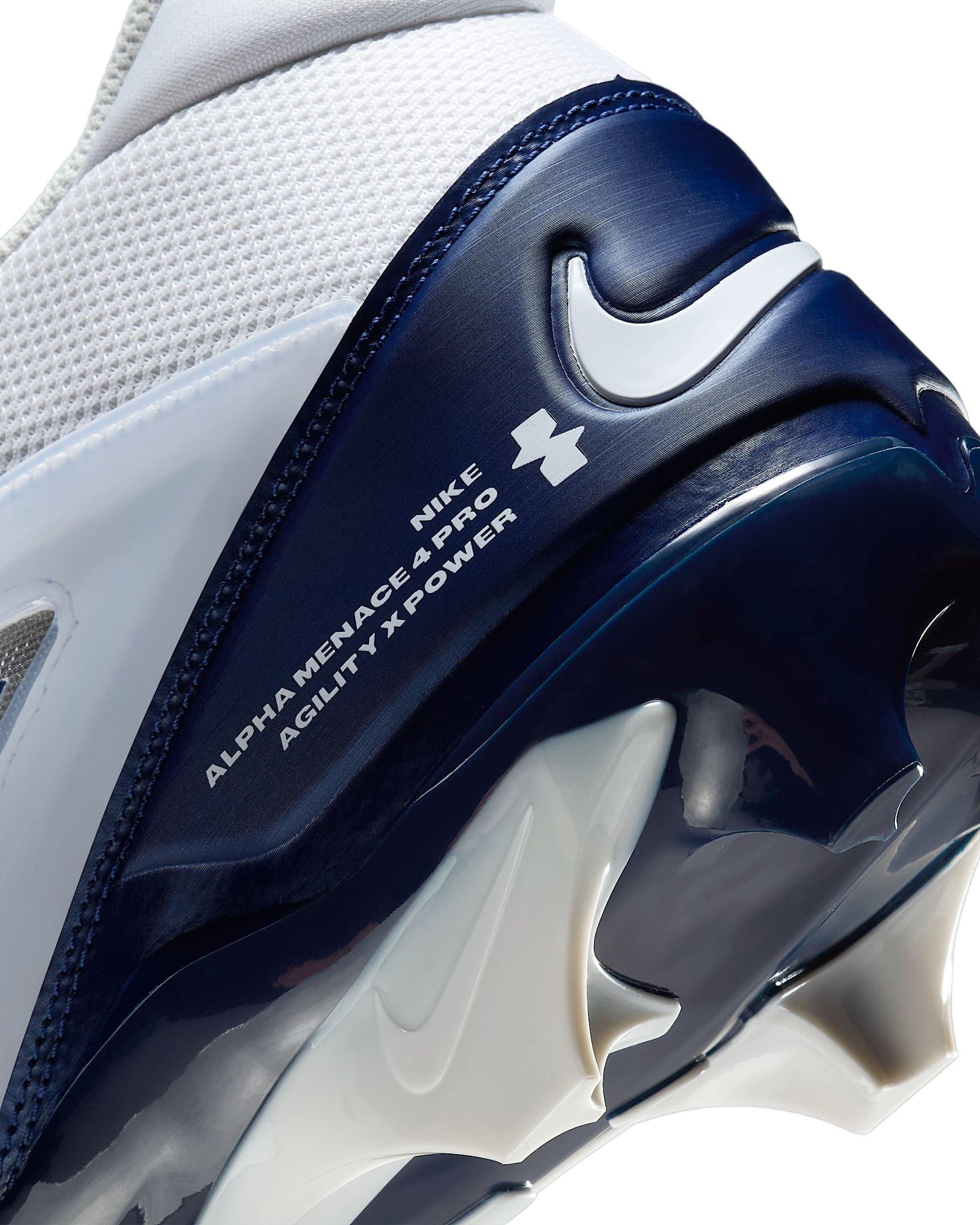 Nike Alpha Menace 4 Pro "White/Midnight Navy/Photon Dust/Midnight Navy" Men's Football Cleat - WHITE/NAVY/DUST/NAVY Thumbnail View 7