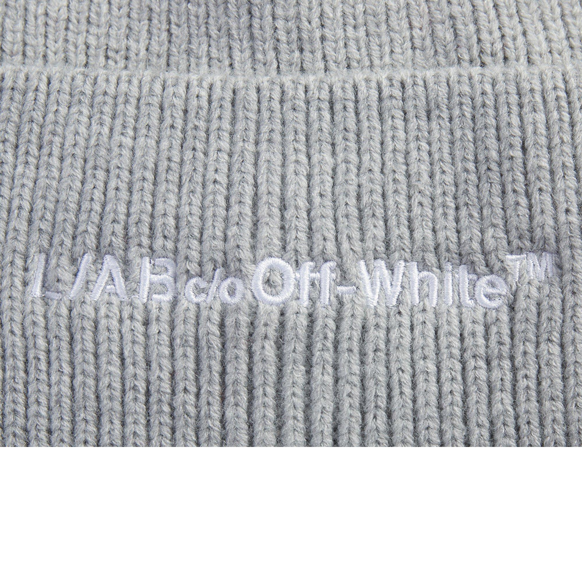 L/AB c/o Off-White Horizontal Embroidered Cuff Beanie - Grey - GREY
