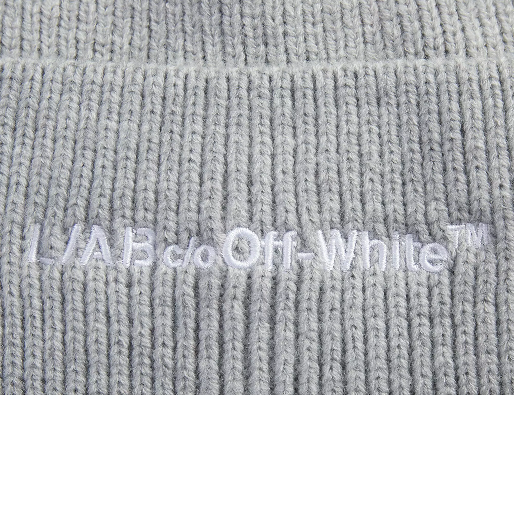L/AB c/o Off-White Horizontal Embroidered Cuff Beanie - Grey - GREY