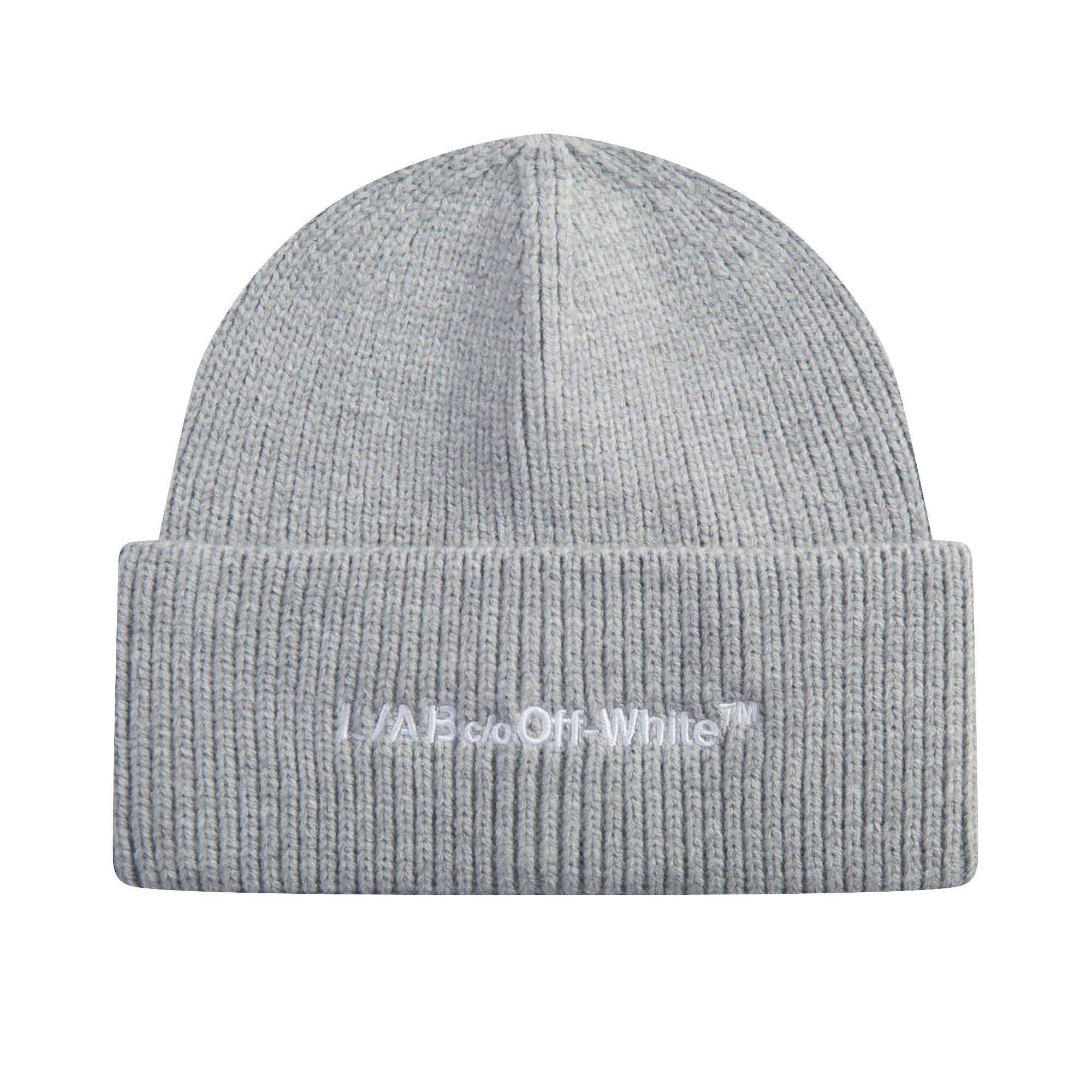 L/AB c/o Off-White Horizontal Embroidered Cuff Beanie - Grey - GREY