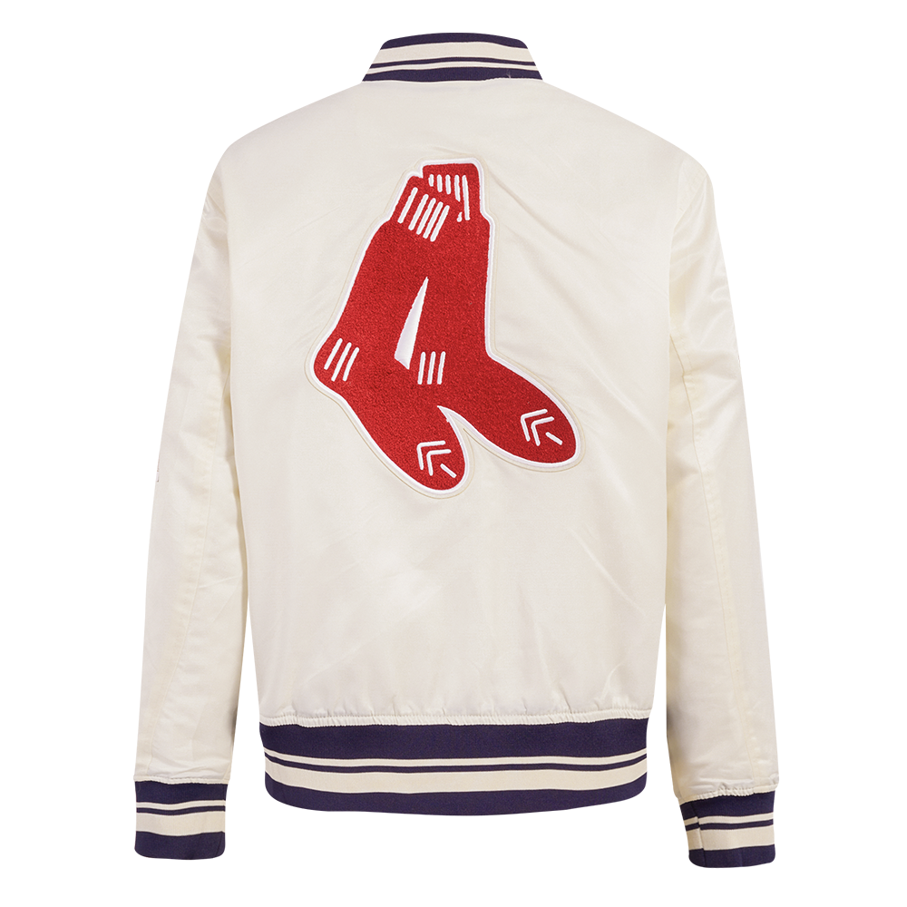 Pro Standard Women's Boston Red Sox Retro Classic Rib Satin Jacket - Eggshell - EGGSHELL Thumbnail View 2