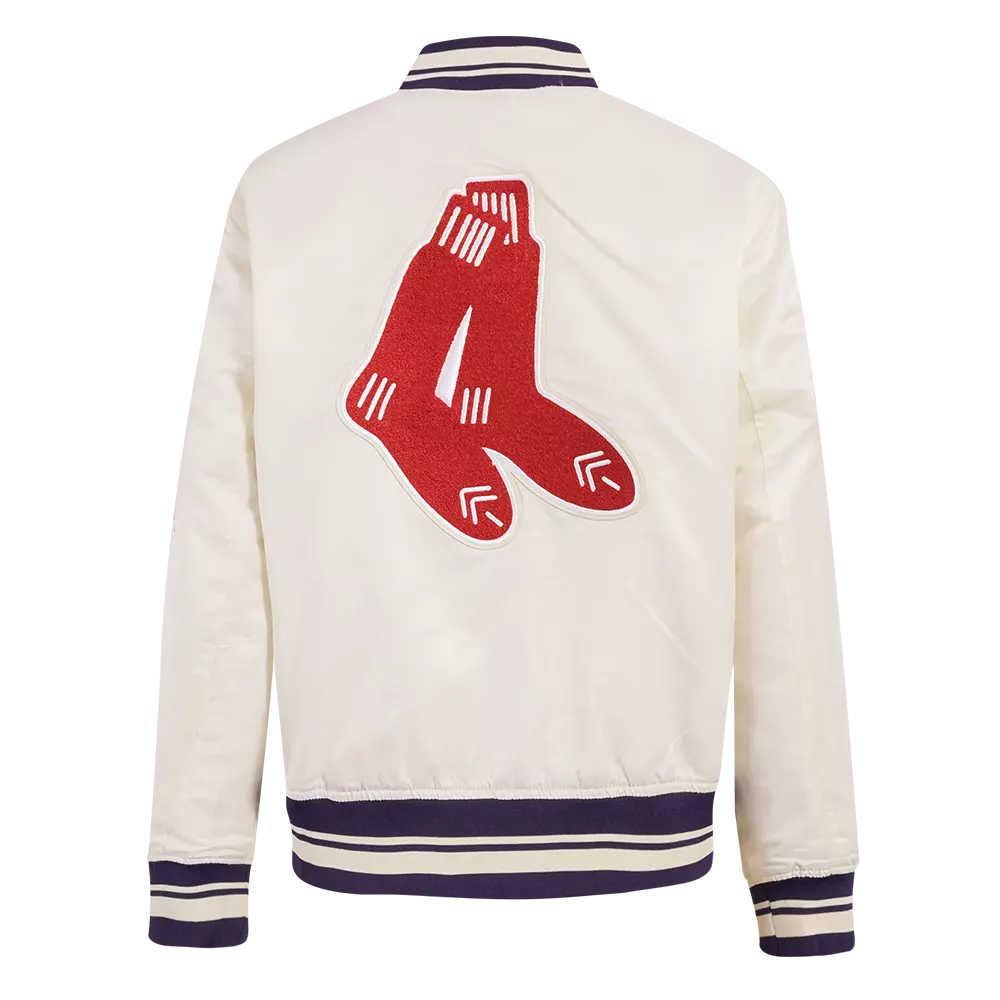 Pro Standard Women's Boston Red Sox Retro Classic Rib Satin Jacket - Eggshell - EGGSHELL