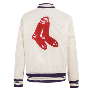 Pro Standard Women's Boston Red Sox Retro Classic Rib Satin Jacket - Eggshell