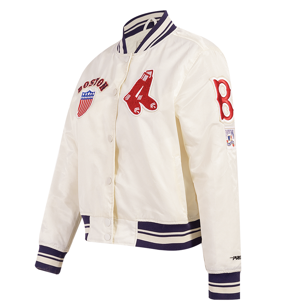 Pro Standard Women's Boston Red Sox Retro Classic Rib Satin Jacket - Eggshell - EGGSHELL Thumbnail View 3