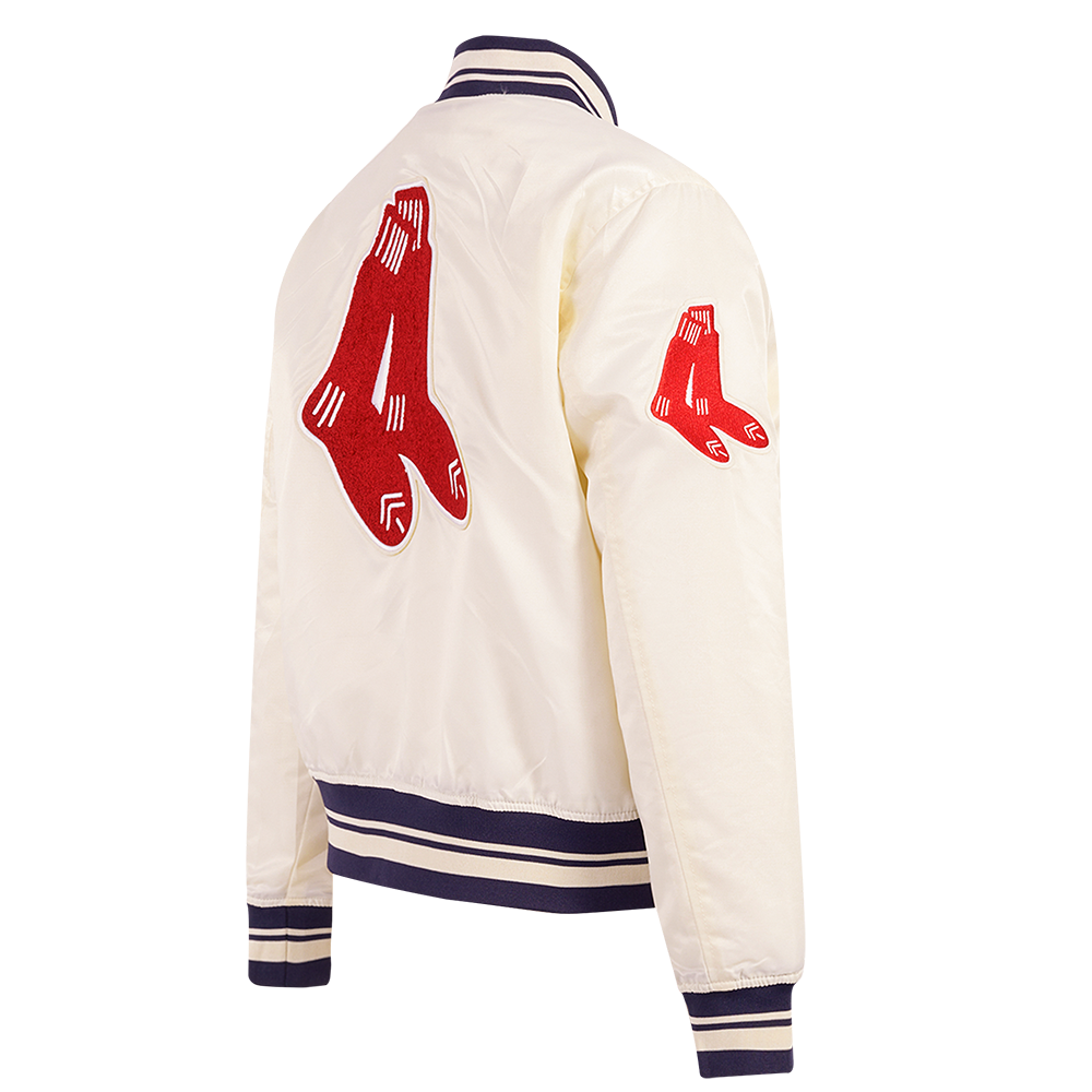 Pro Standard Women's Boston Red Sox Retro Classic Rib Satin Jacket - Eggshell - EGGSHELL Thumbnail View 4