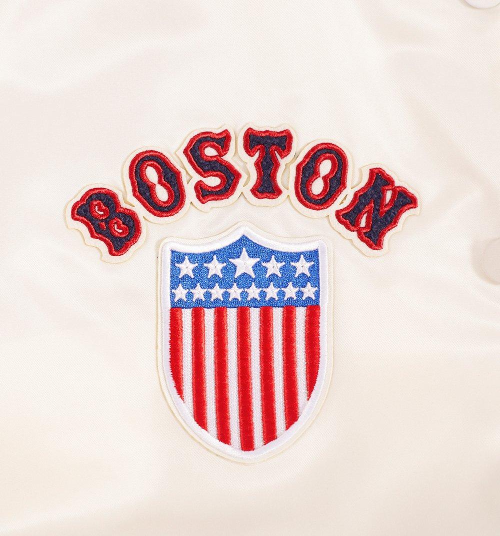 Pro Standard Women's Boston Red Sox Retro Classic Rib Satin Jacket - Eggshell - EGGSHELL Thumbnail View 5