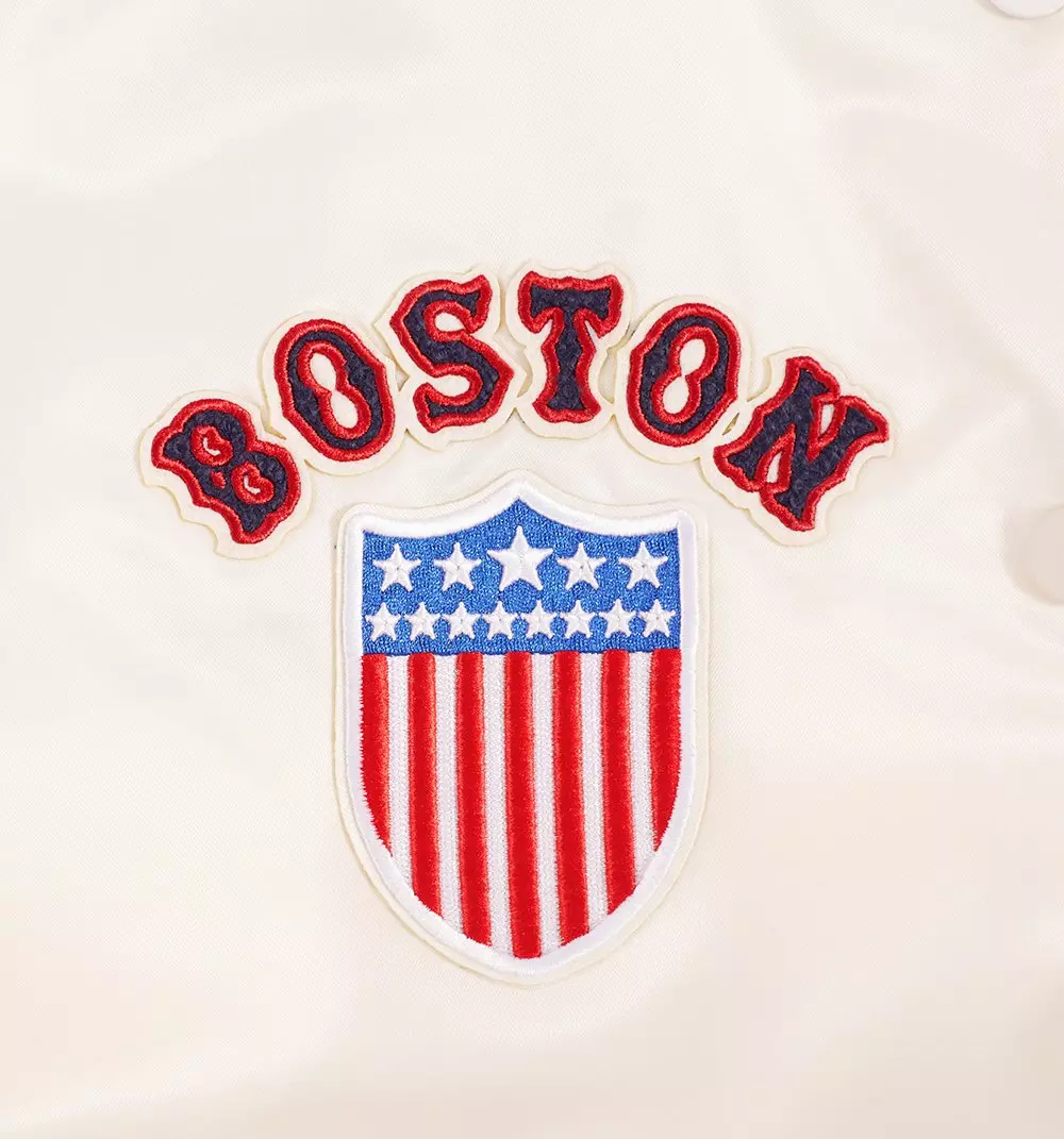 Pro Standard Women's Boston Red Sox Retro Classic Rib Satin Jacket - Eggshell - EGGSHELL