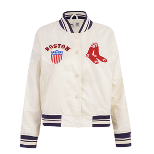 Pro Standard Women's Boston Red Sox Retro Classic Rib Satin Jacket - Eggshell