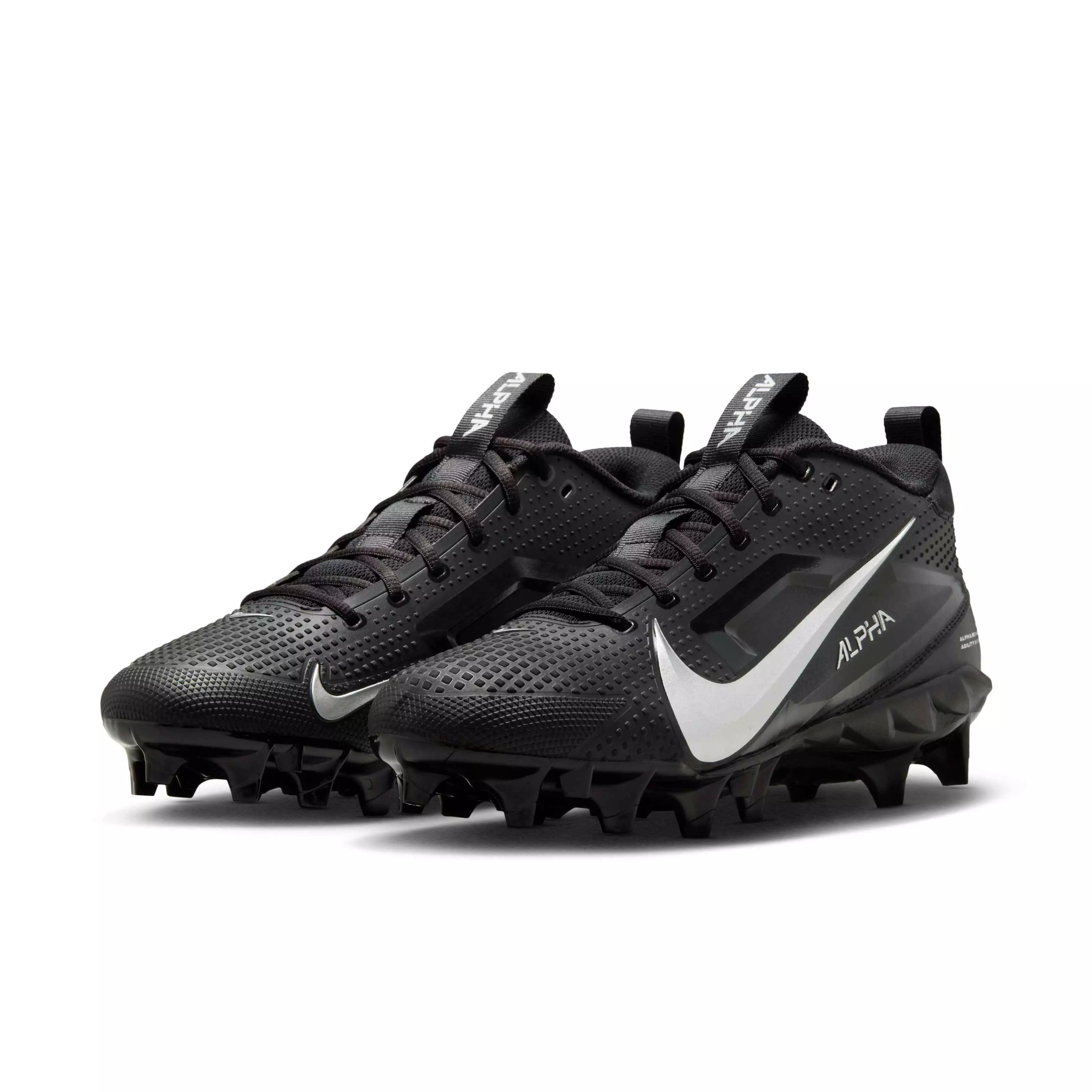 Nike Alpha Menace 4 Varsity "Black/Metallic Silver" Men's Football Cleat - BLACK/SILVER