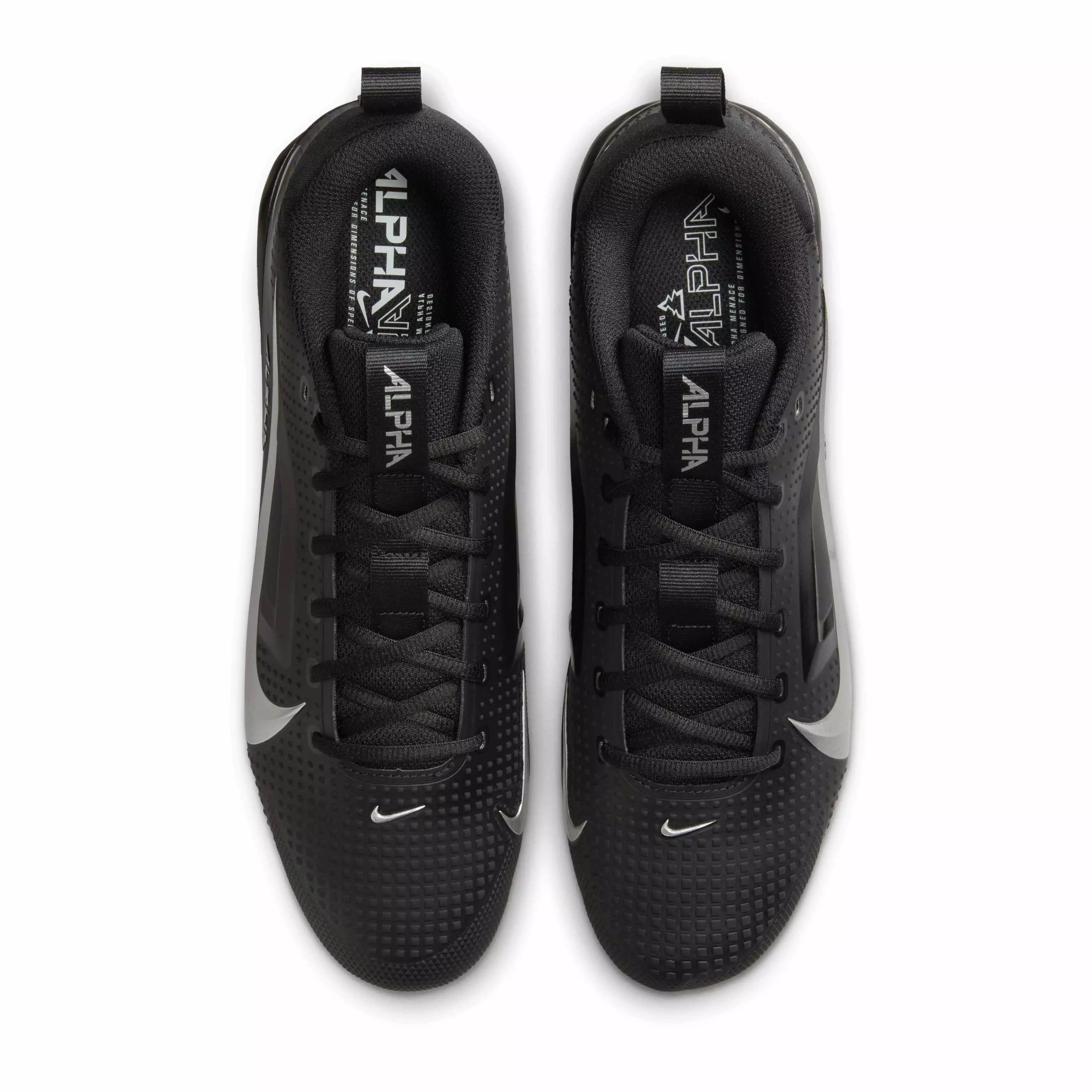 Nike Alpha Menace 4 Varsity "Black/Metallic Silver" Men's Football Cleat - BLACK/SILVER