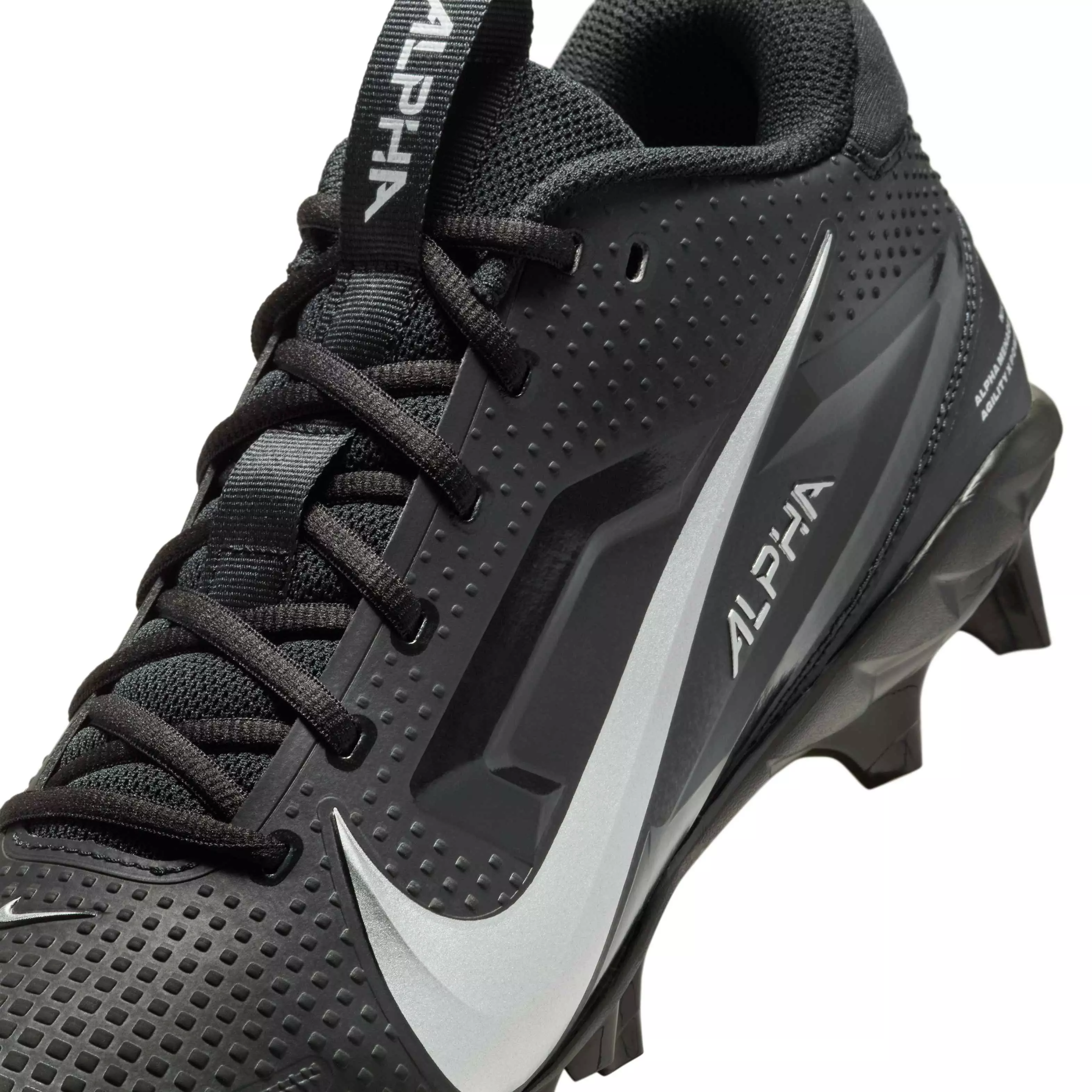 Nike Alpha Menace 4 Varsity "Black/Metallic Silver" Men's Football Cleat - BLACK/SILVER