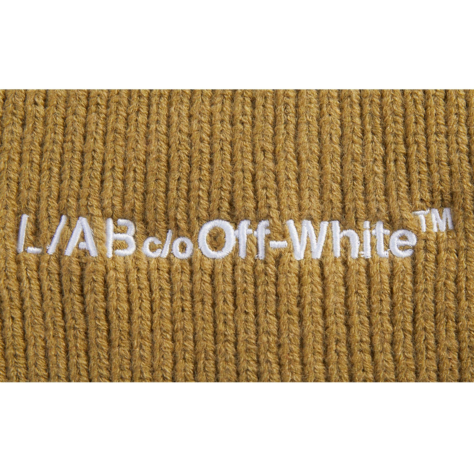 L/AB c/o Off-White Horizontal Embroidered Cuff Beanie - Olive - OLIVE