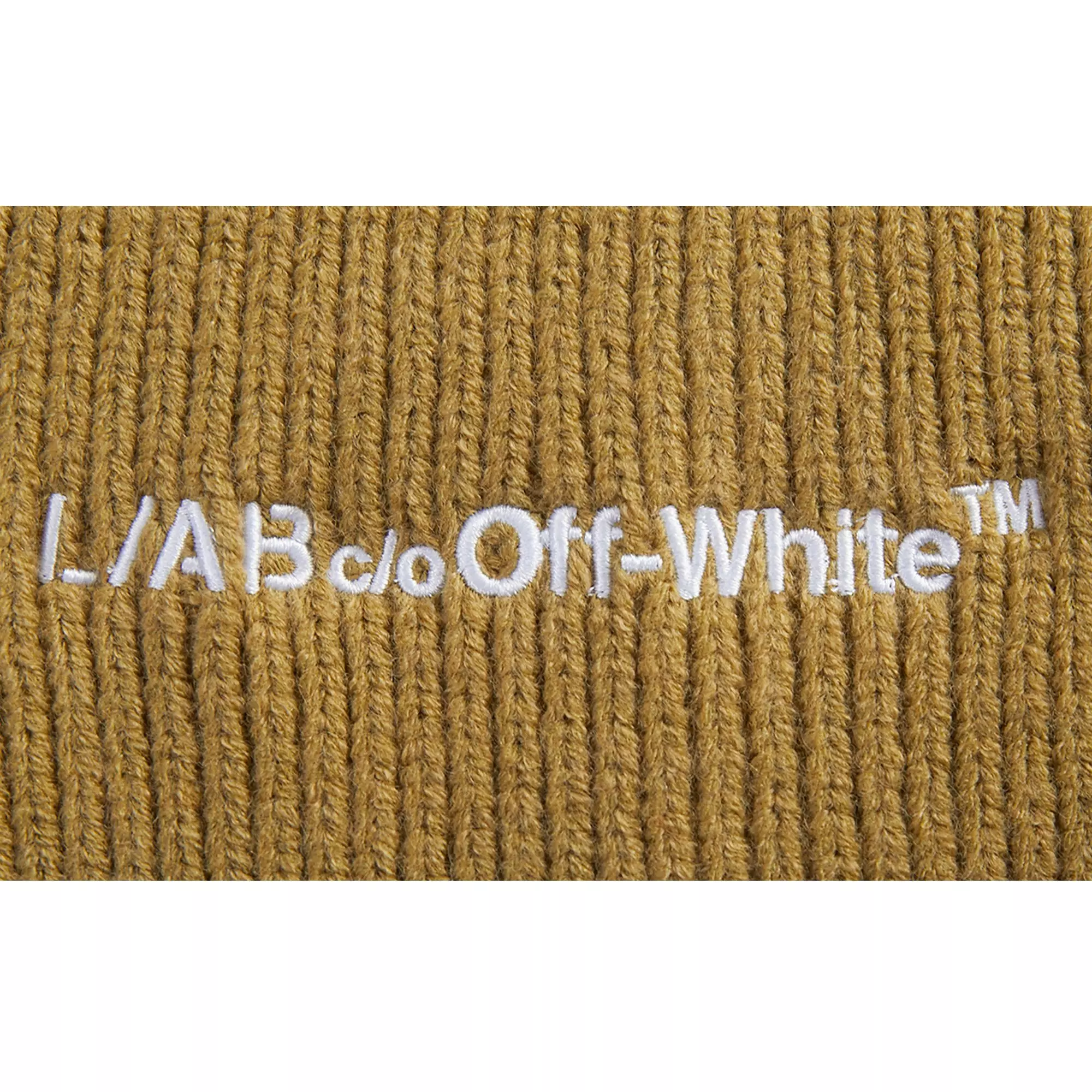 L/AB c/o Off-White Horizontal Embroidered Cuff Beanie - Olive - OLIVE