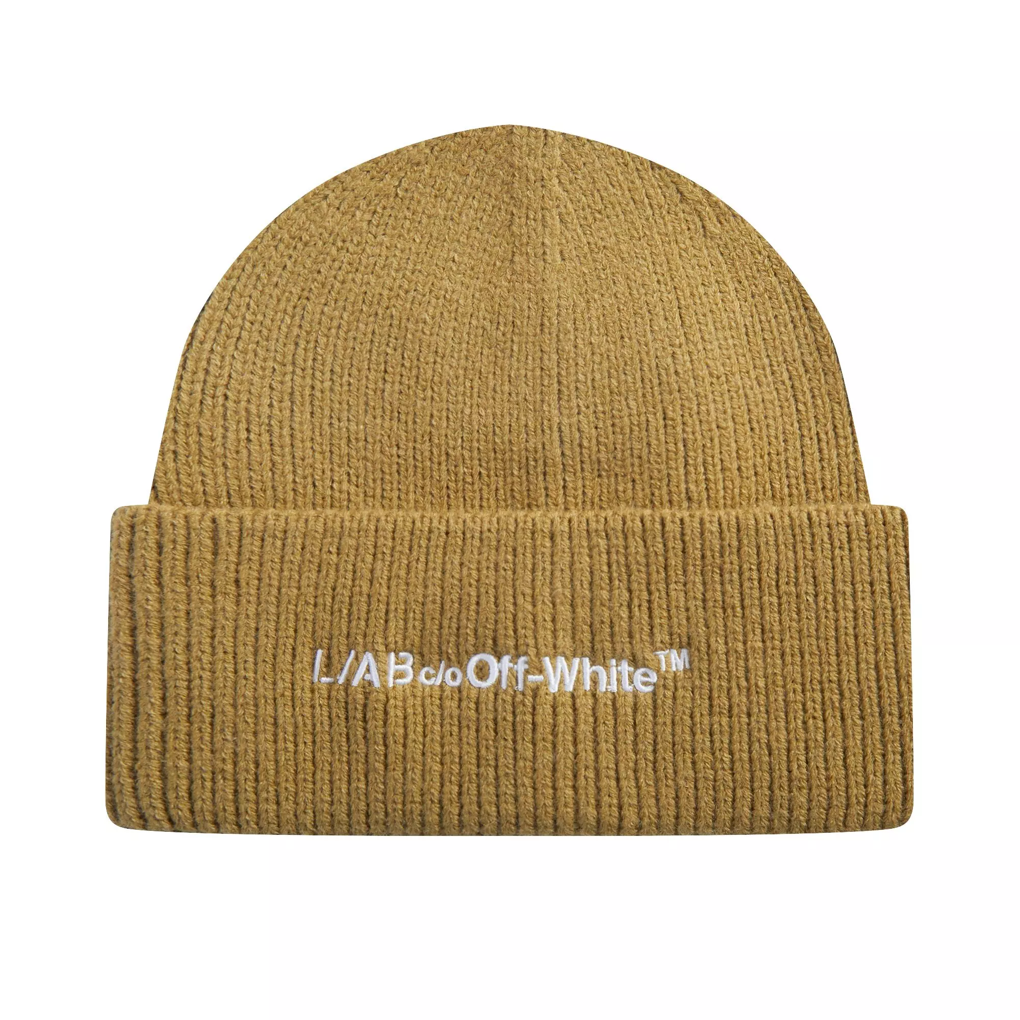 L/AB c/o Off-White Horizontal Embroidered Cuff Beanie - Olive - OLIVE