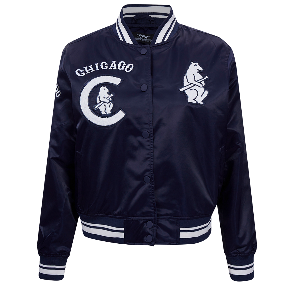 Pro Standard Women's Chicago Cubs Retro Classic Rib Satin Jacket - Navy - NAVY Thumbnail View 1
