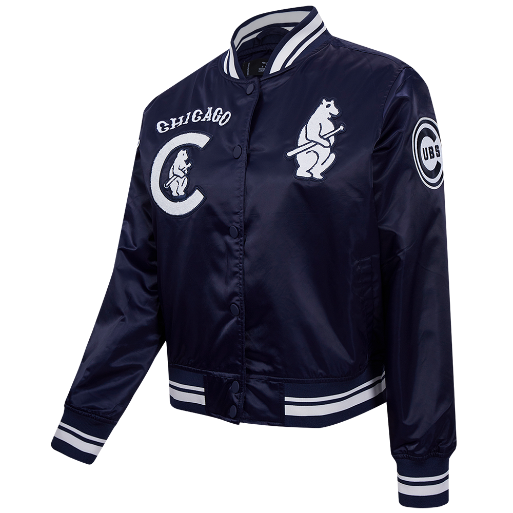 Pro Standard Women's Chicago Cubs Retro Classic Rib Satin Jacket - Navy - NAVY Thumbnail View 3