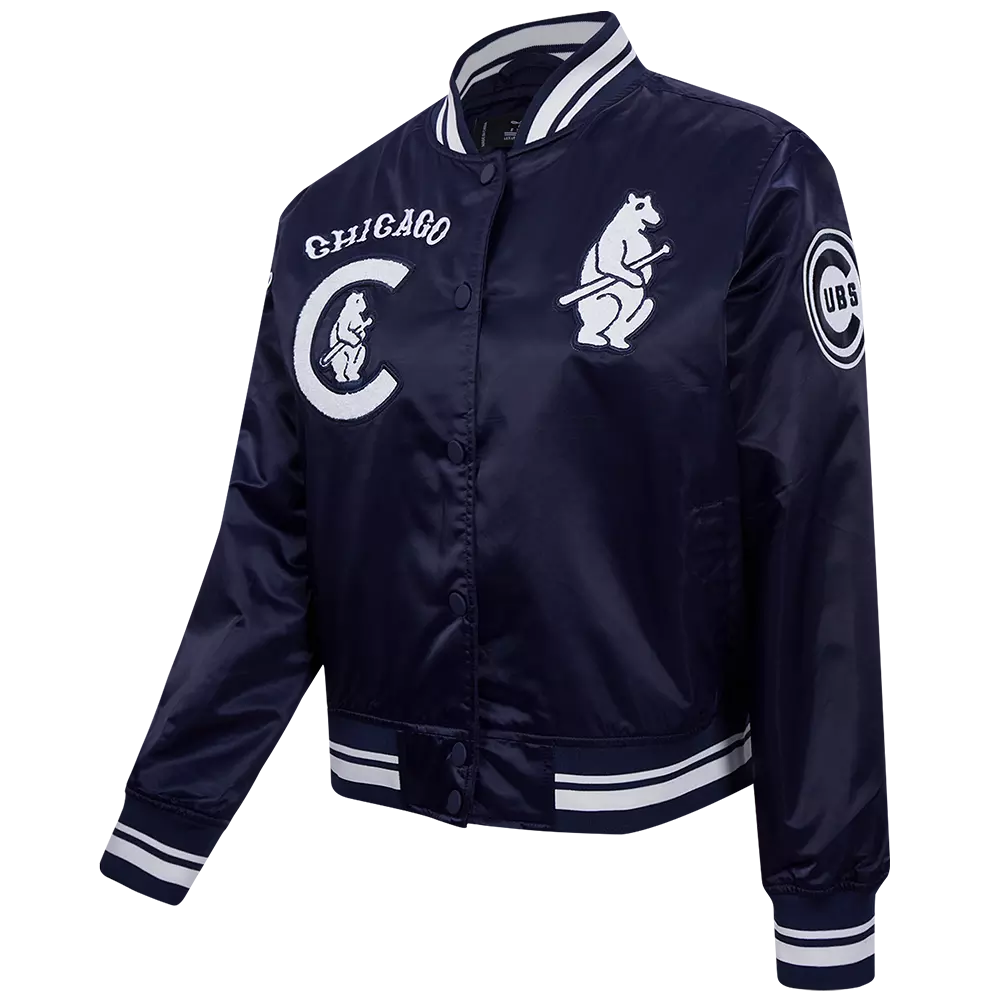 Pro Standard Women's Chicago Cubs Retro Classic Rib Satin Jacket - Navy - NAVY