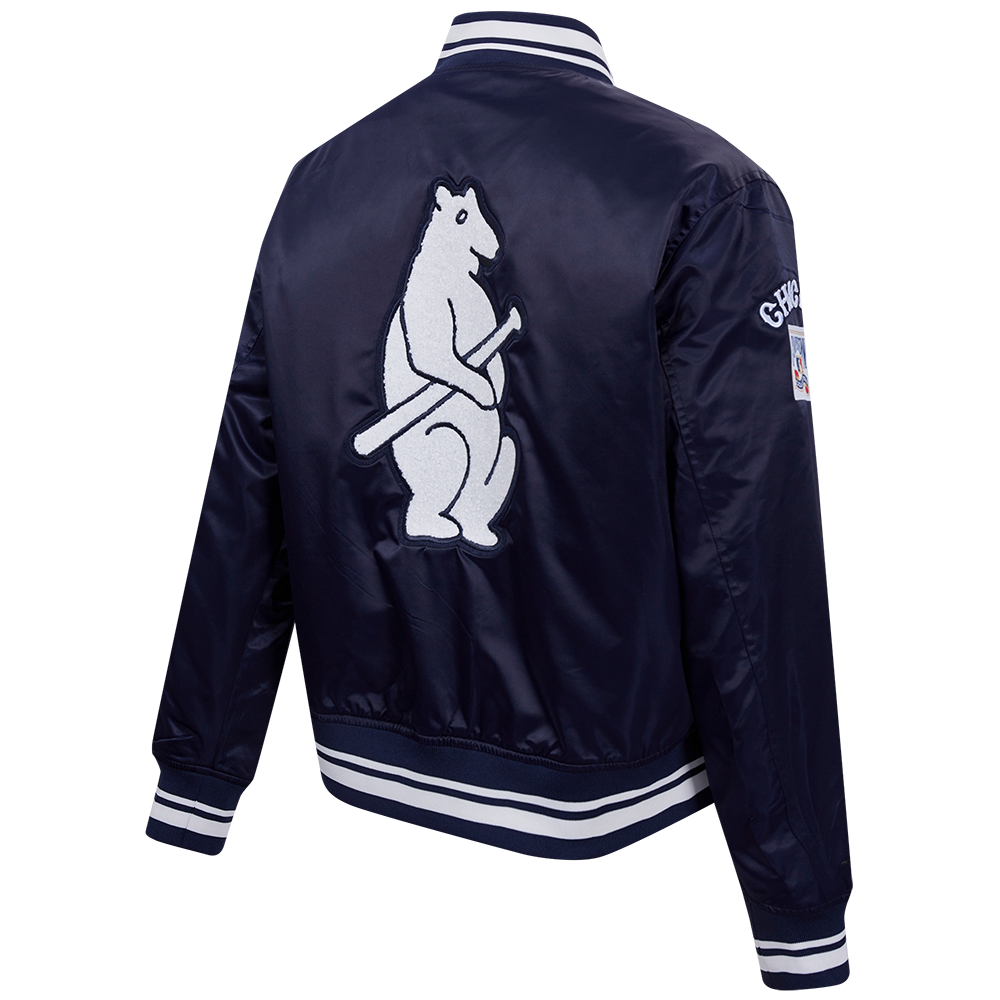 Pro Standard Women's Chicago Cubs Retro Classic Rib Satin Jacket - Navy - NAVY Thumbnail View 4