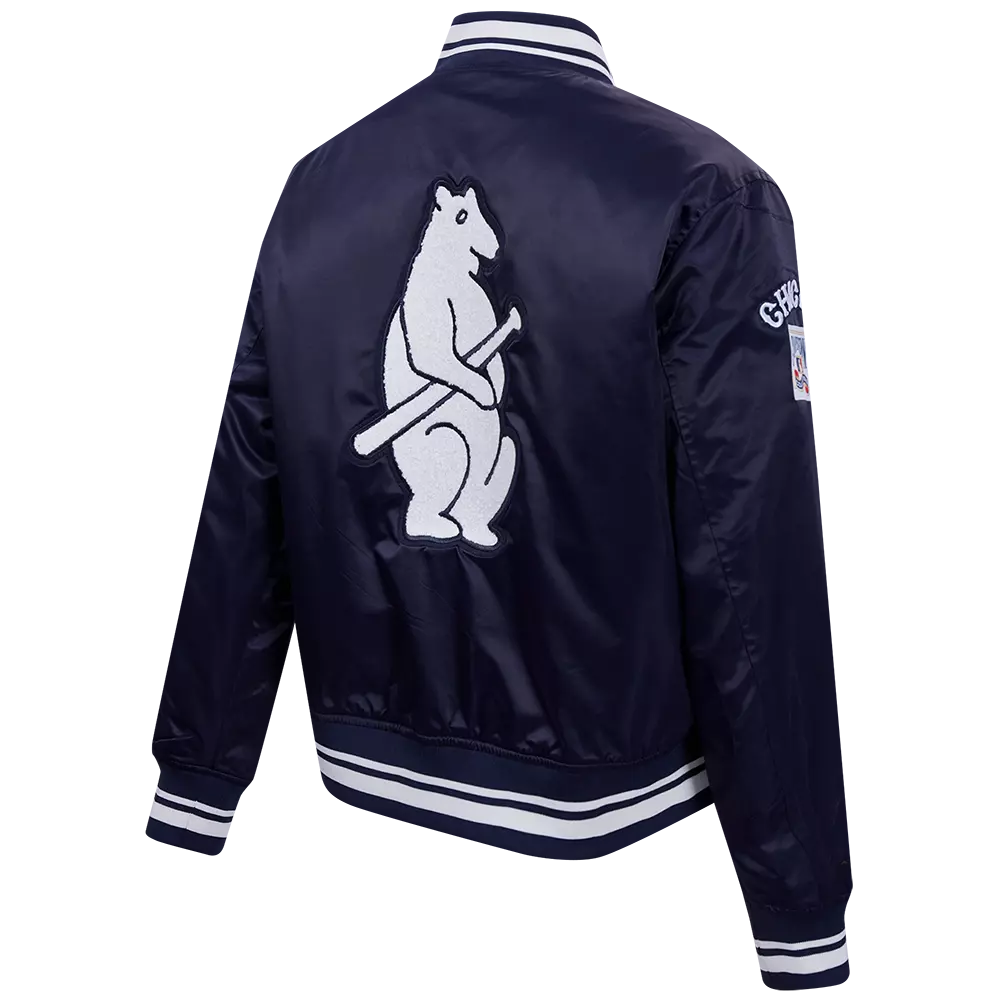 Pro Standard Women's Chicago Cubs Retro Classic Rib Satin Jacket - Navy - NAVY