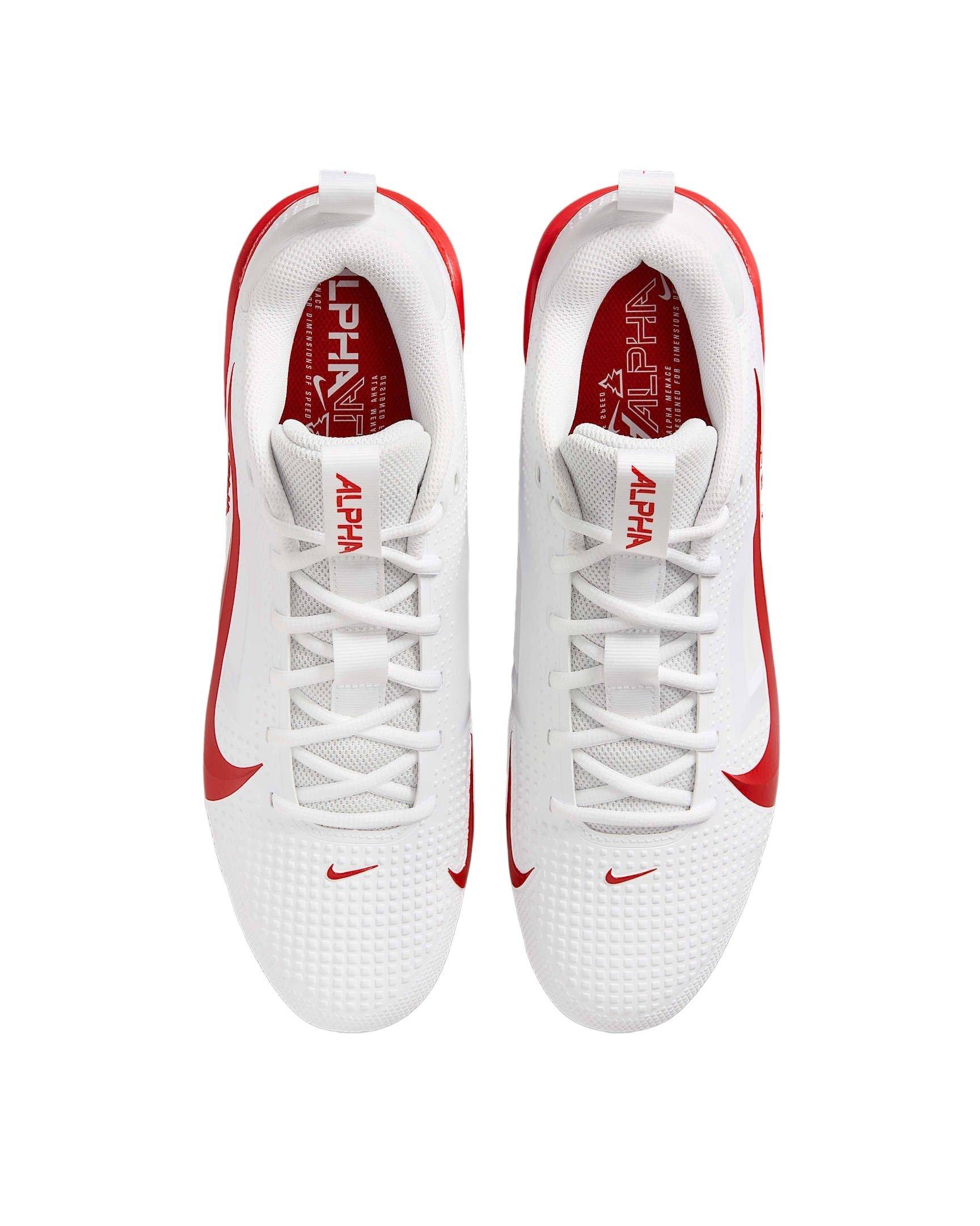 Nike Alpha Menace 4 Varsity "White/University Red/Photon Dust/University Red" Men's Football Cleat - WHITE/RED/DUST/RED Thumbnail View 3