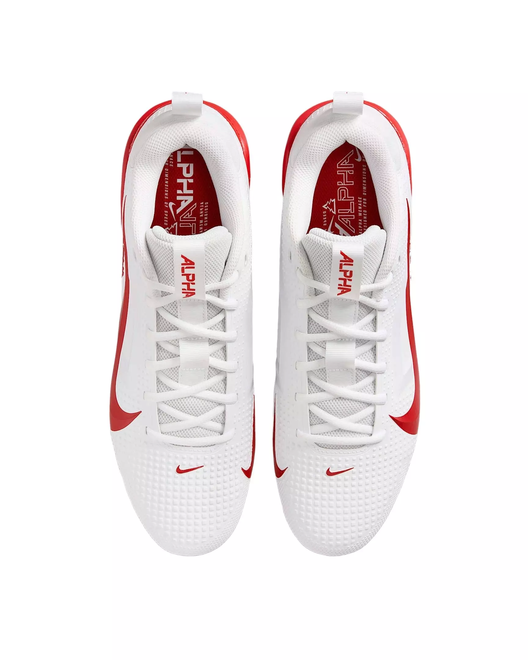 Nike Alpha Menace 4 Varsity "White/University Red/Photon Dust/University Red" Men's Football Cleat - WHITE/RED/DUST/RED