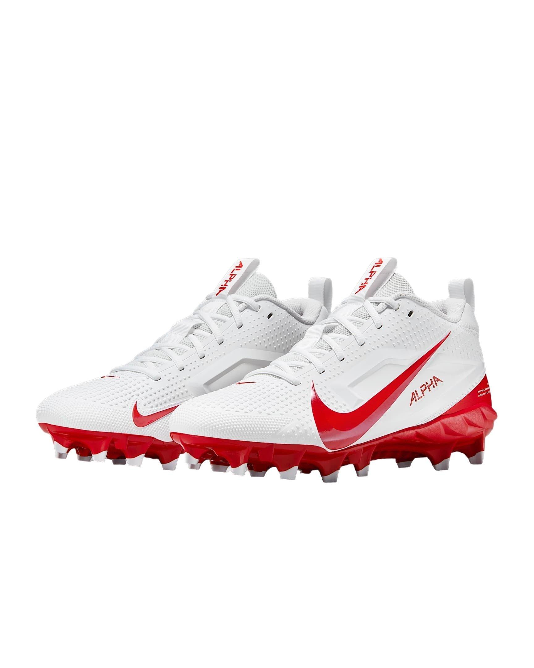 Nike Alpha Menace 4 Varsity "White/University Red/Photon Dust/University Red" Men's Football Cleat - WHITE/RED/DUST/RED Thumbnail View 4