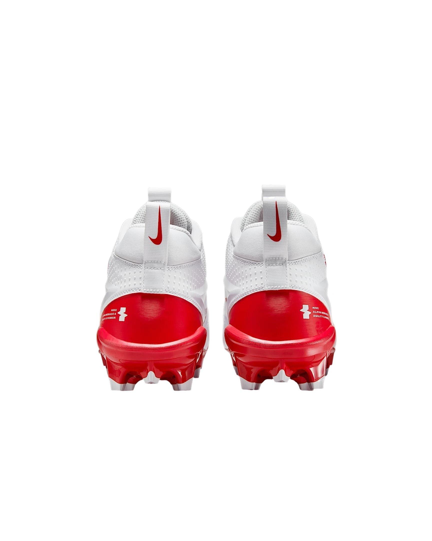 Nike Alpha Menace 4 Varsity "White/University Red/Photon Dust/University Red" Men's Football Cleat - WHITE/RED/DUST/RED Thumbnail View 5