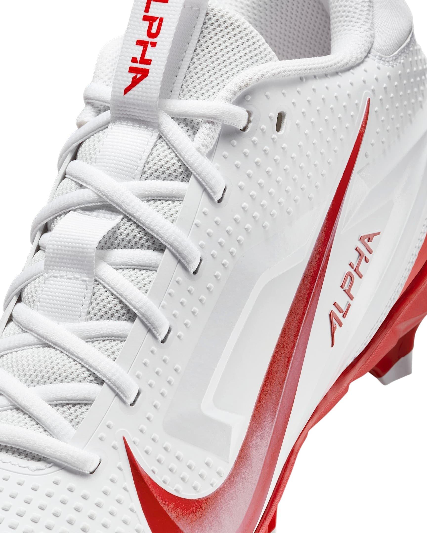 Nike Alpha Menace 4 Varsity "White/University Red/Photon Dust/University Red" Men's Football Cleat - WHITE/RED/DUST/RED Thumbnail View 6