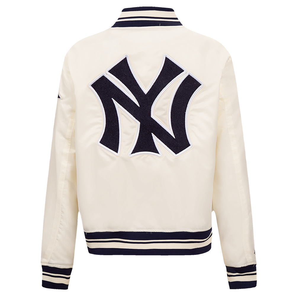 Pro Standard Women's New York Yankees Retro Classic Rib Satin Jacket - Eggshell - EGGSHELL Thumbnail View 2