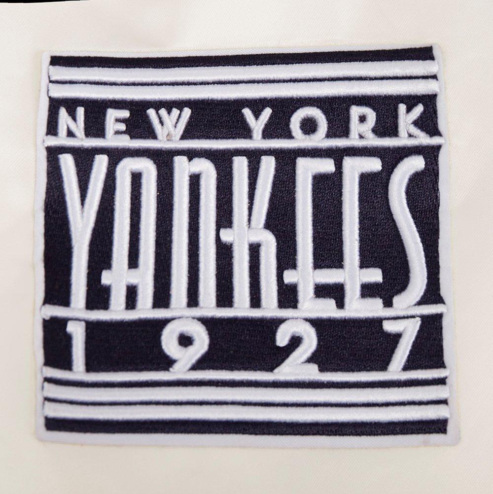 Pro Standard Women's New York Yankees Retro Classic Rib Satin Jacket - Eggshell - EGGSHELL Thumbnail View 5