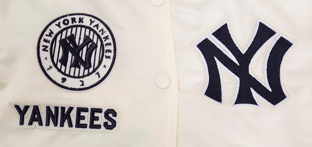 Pro Standard Women's New York Yankees Retro Classic Rib Satin Jacket - Eggshell - EGGSHELL Thumbnail View 8