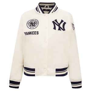 Pro Standard Women's New York Yankees Retro Classic Rib Satin Jacket - Eggshell