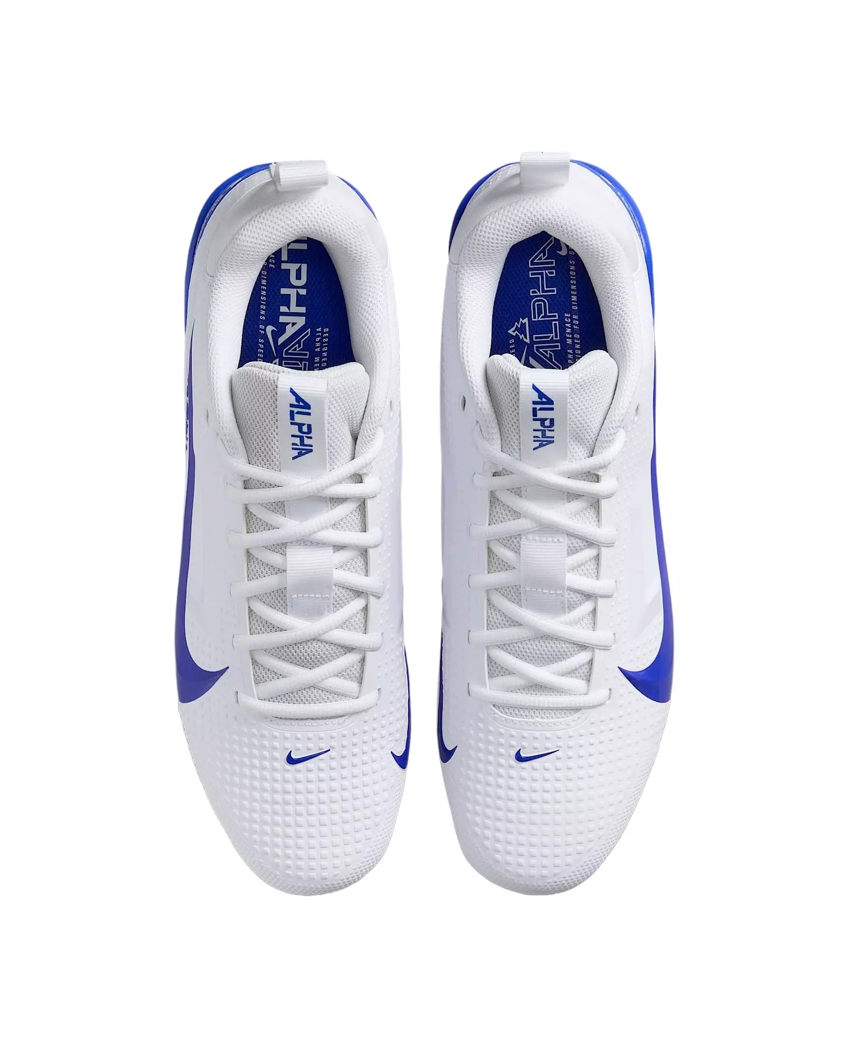 Nike Alpha Menace 4 Varsity "White/Hyper Royal/Photon Dust/Hyper Royal" Men's Football Cleat - WHITE/ROYAL/DUST/ROYAL