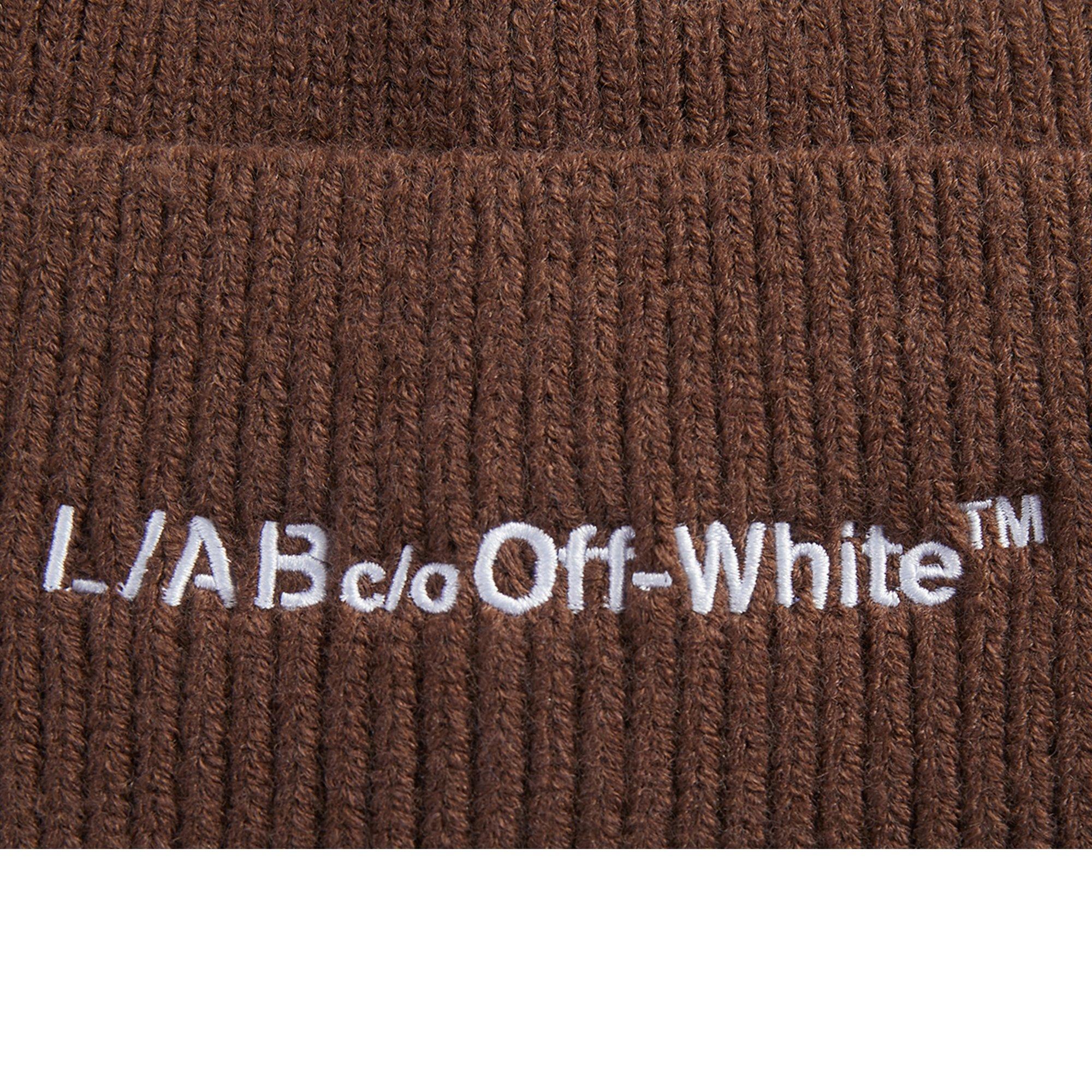 L/AB c/o Off-White Horizontal Embroidered Cuff Beanie - Brown - BROWN