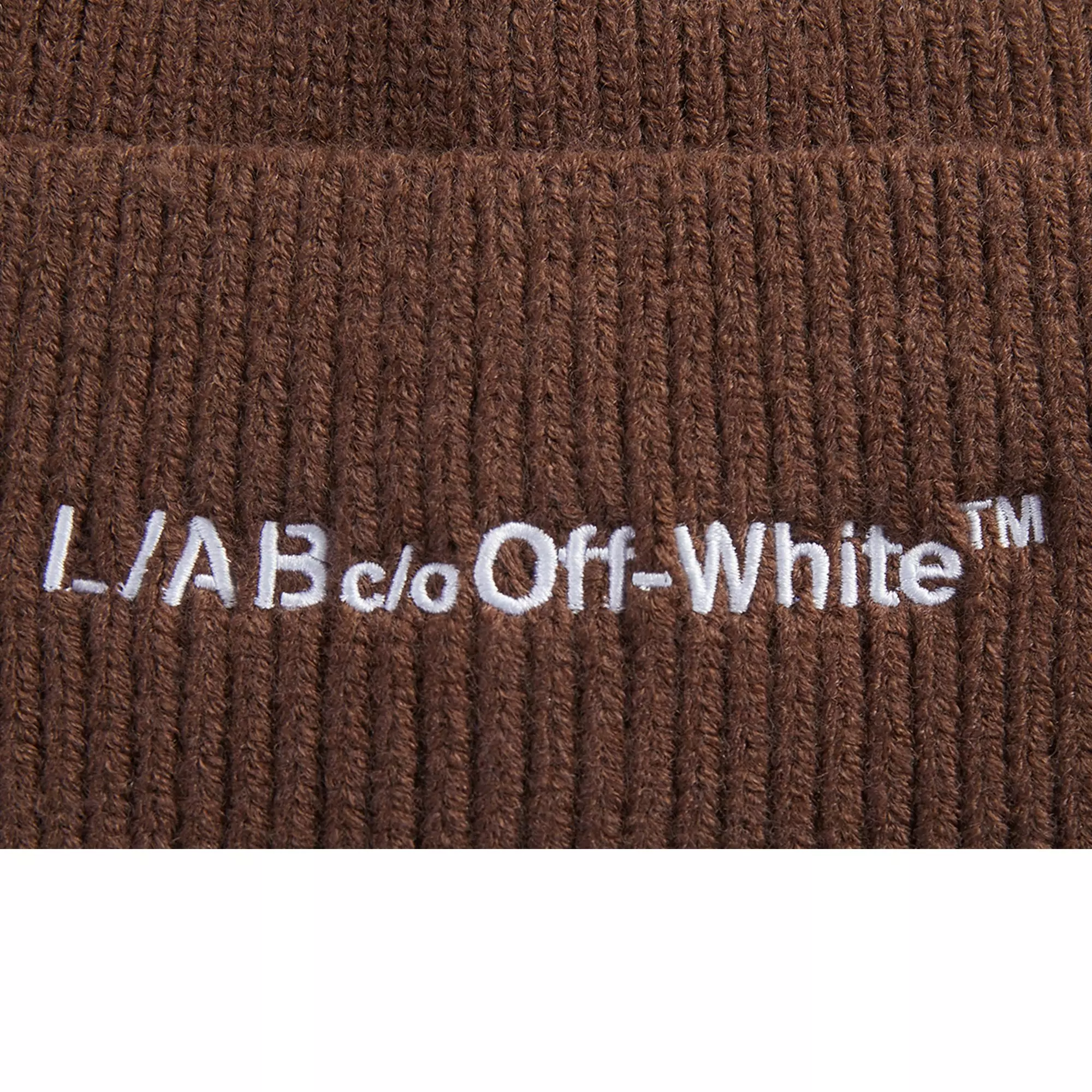 L/AB c/o Off-White Horizontal Embroidered Cuff Beanie - Brown - BROWN